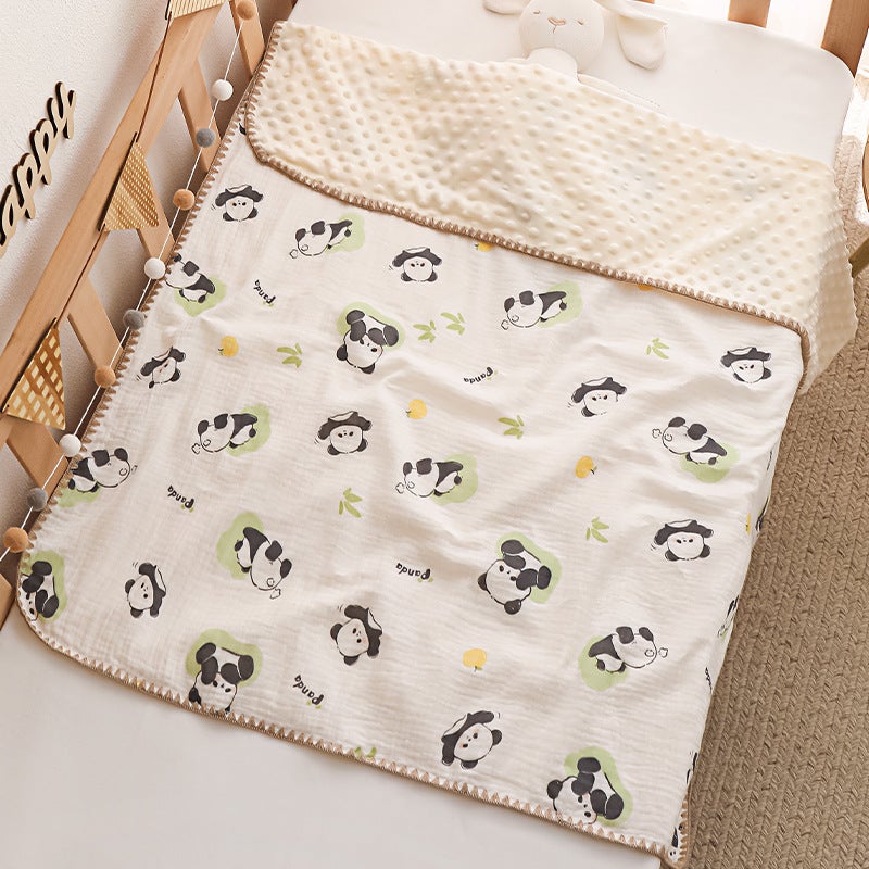 Baby Beanie Blanket Four Seasons Gauze Air Conditioning Quilt Children'S Cotton Wrinkle Baby Blanket Cartoon Pure Cotton Comfort Blanket - Image 1